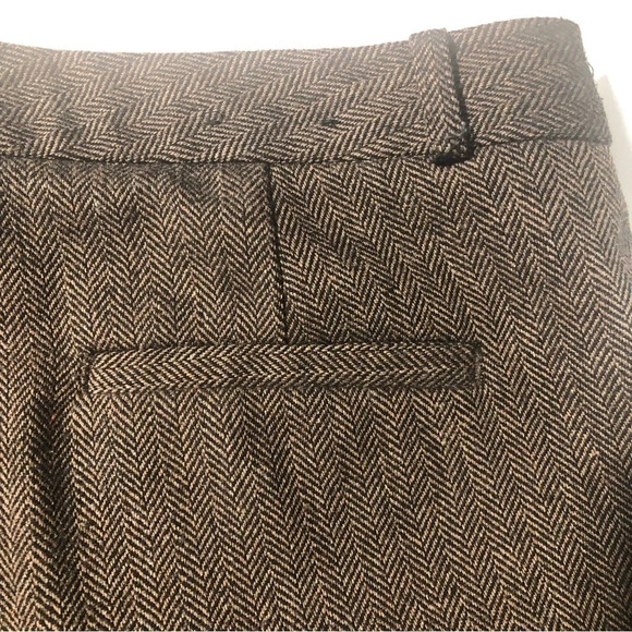 Banana Republic Reegan Wool Blend  Trousers Brown Herringbone pockets - Picture 6 of 12